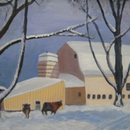 Cattle and Yellow Barn